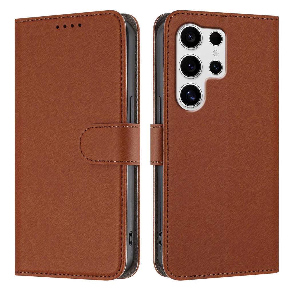 For Samsung Galaxy S24 Ultra Leather Case Solid Color Phone Cover with Wallet