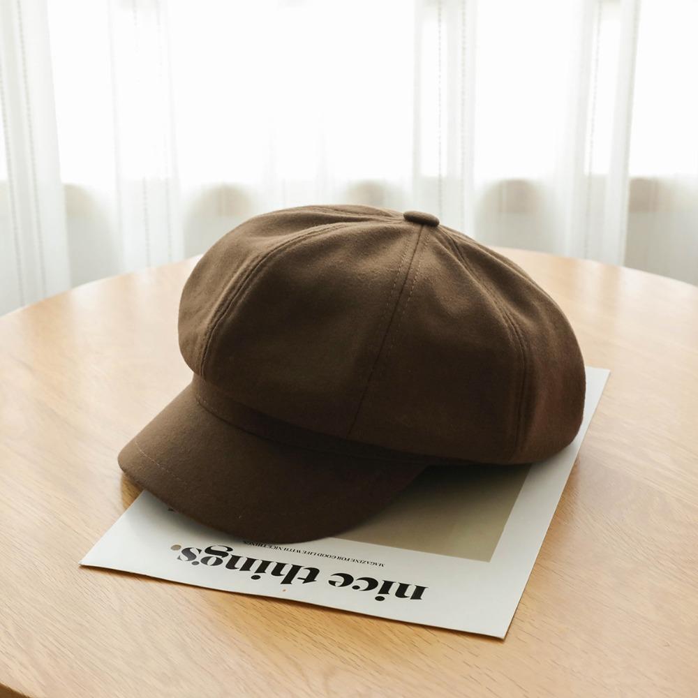 Solid Color Vintage Newsboy Cap Duck Tongue Painter Cap Casual Retro Berets Hat  Female