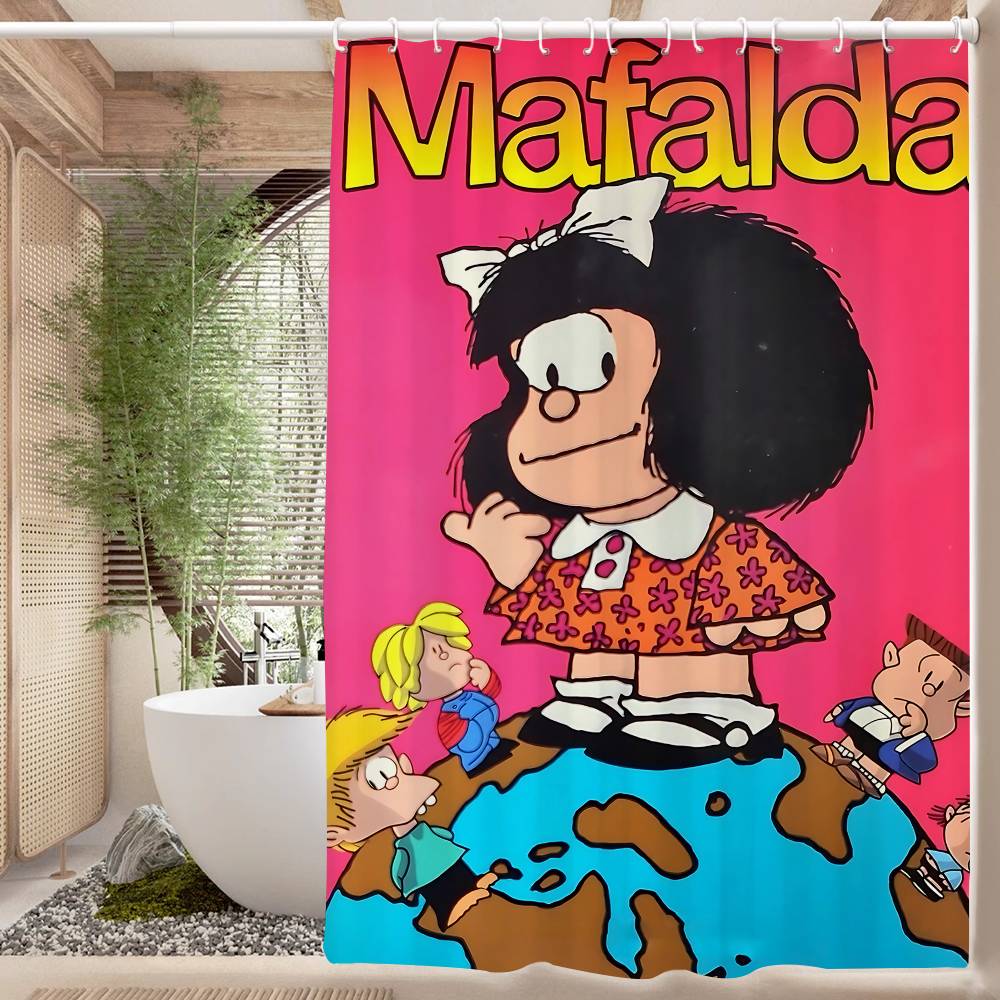 Cartoon Mafalda Bathroom Shower Curtain Shielding Partition Shower Curtain Quick Dry Can Be Scrubable Light Opaque Bath
