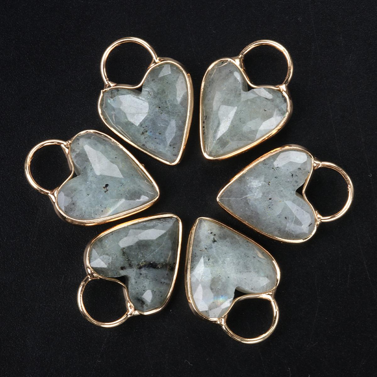 

1 шт. Подвеска Love Lock из натурального камня, аметист, персиковое сердце, граненый кулон для женщин, подарок на день рождения, Хэллоуин, Рождество 18mm