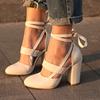 Dress Boots For Women Low Heel Knee High Bandage Women'S Round Fashion Shoes Heel Hollow Toe High Chunky Out Zapatos De Mujer