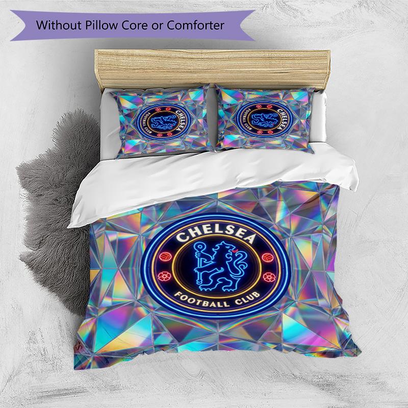 Set Lenzuola 3 Pezzi Stampato Chelsea FC Morbido Delicato sulla Pelle Lavabile Copripiumino e Federe Set Tutte le Stagioni Camera da Letto