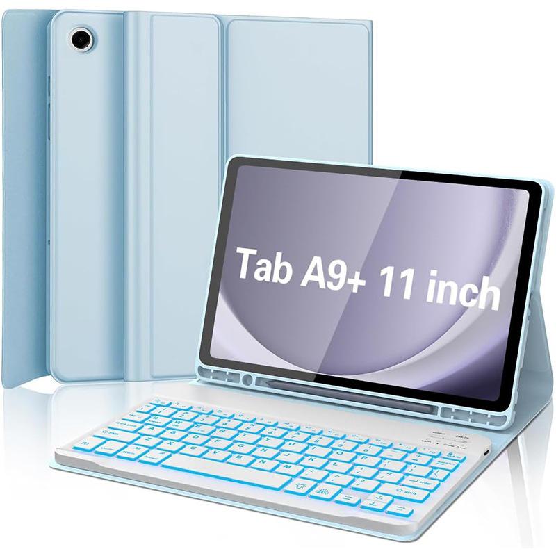 Samsung Tablet A9 Plus 11 Protective Leather Keyboard Case with Backlit Bluetooth and Pen Slot A11+