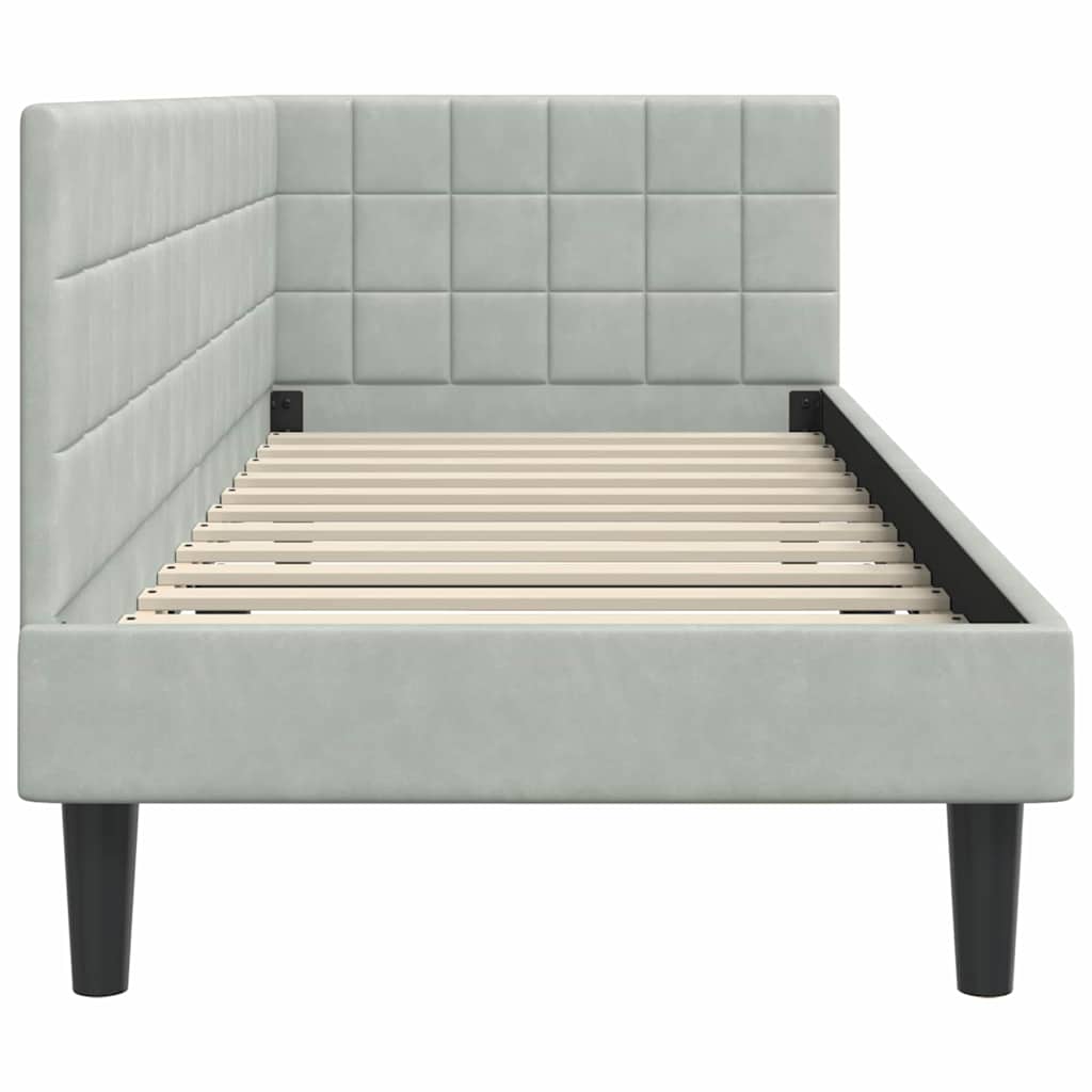 Corner Bed Frame with Headboard Light Grey 80 Cm X 200 Cm Velvet
