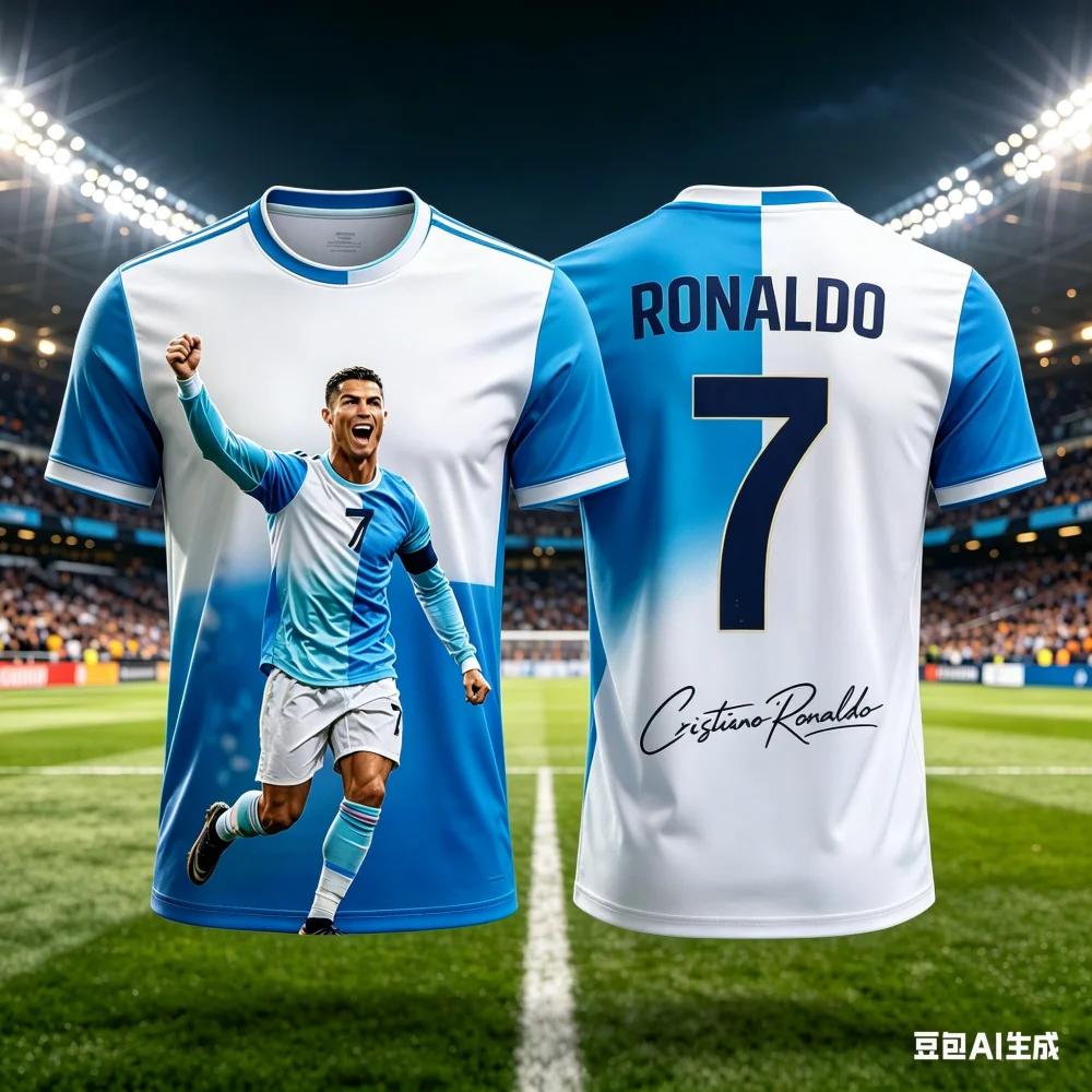 All Season Kids & Adults Ronaldo #7 Fan Football Jersey Polyester Breathable Comfortable Sports World Cup Top