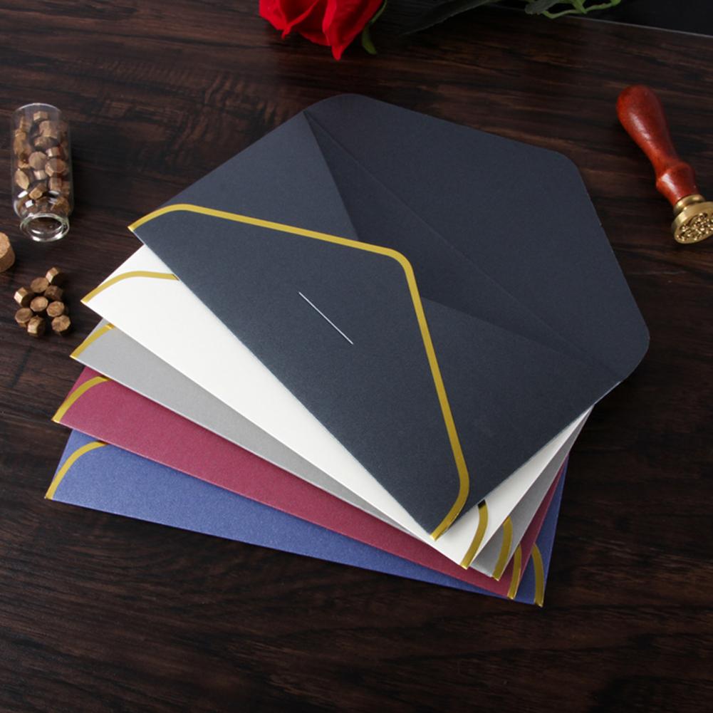 Greeting Card Envelopes Elegant Golden Border Envelope Set for Office Events 10 Pack Luxury V Flap Quick Seal for Mailing