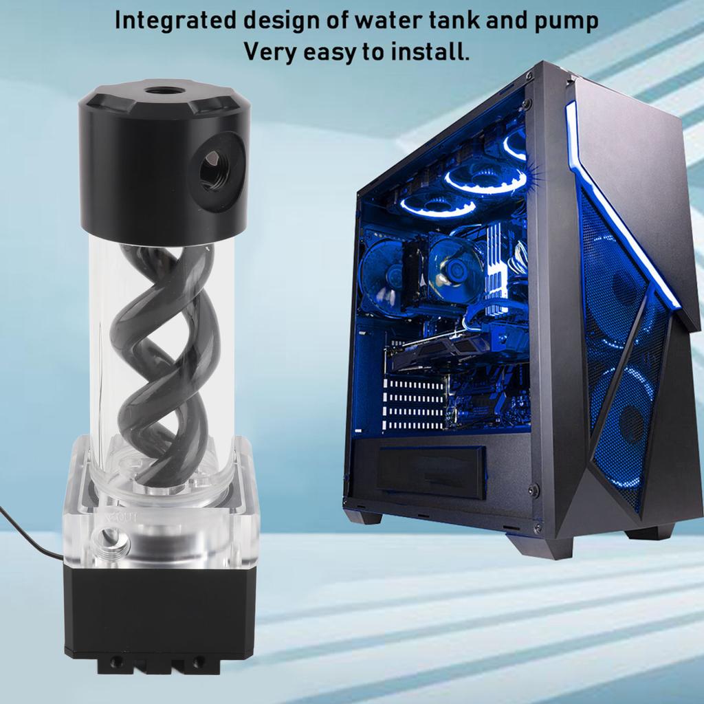 Aluminiumanode PMMA Computer Wasserkühlung T Virus Integriertes Wasserpumpenset(Schwarz )