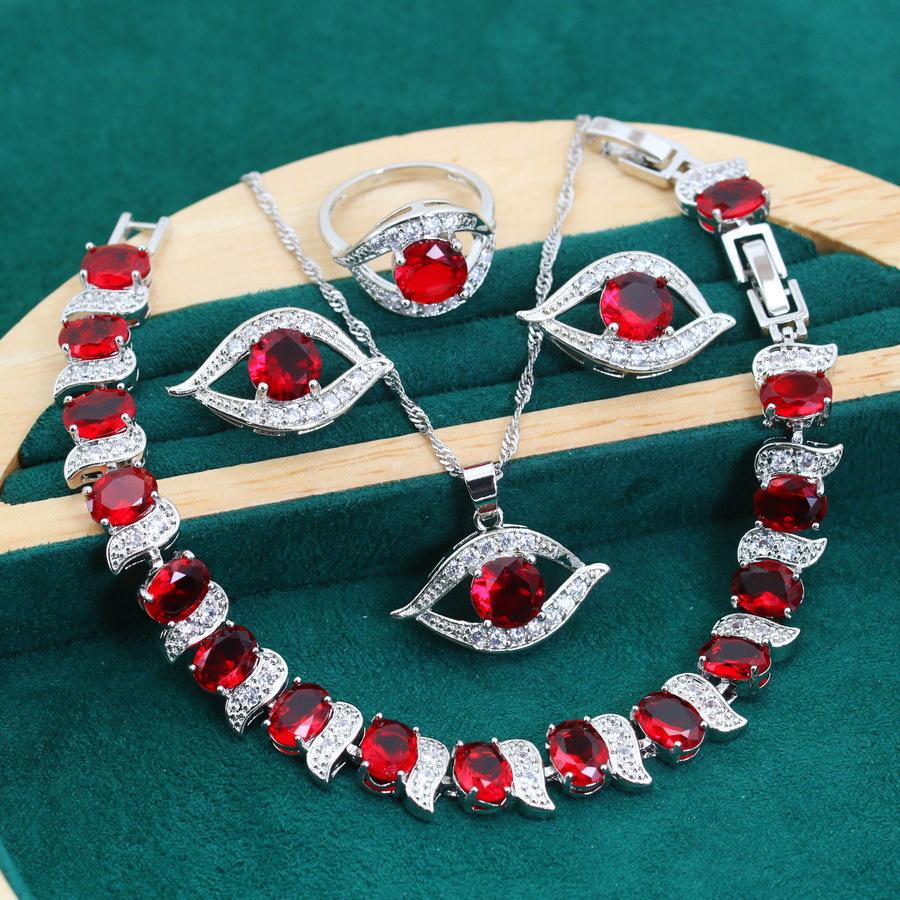 Luxe European and N Style Jewelry Set with Zircon Inlay Earrings Rings Bracelets and Necklaces