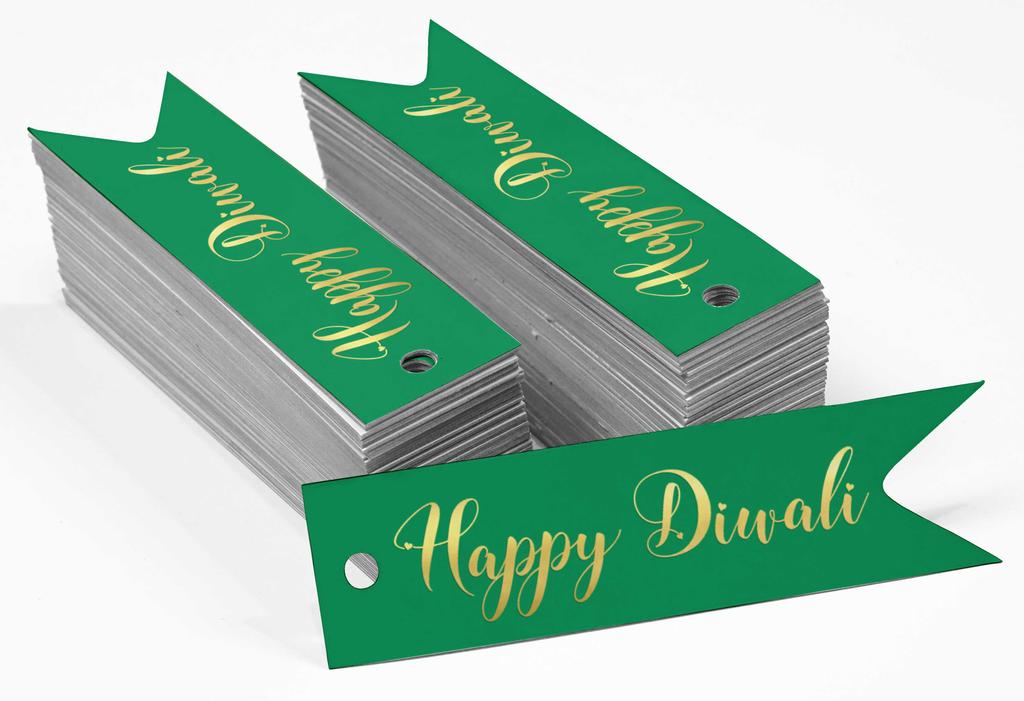 Inkdotpot Pack Of 100 Happy Diwali Favor Paper Tags Craft Real Gold Foil Hang