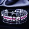 Fashion Red Ruby Bracelet for Women Simulated Gemstone Jewelry Rose Diamond Bangle