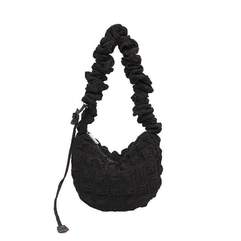 

Cloud Pleated Bubble Bag Women s Pure Color One-shoulder Crossbody Large Capacity Casual Puff Trend 2023 New Style чёрный