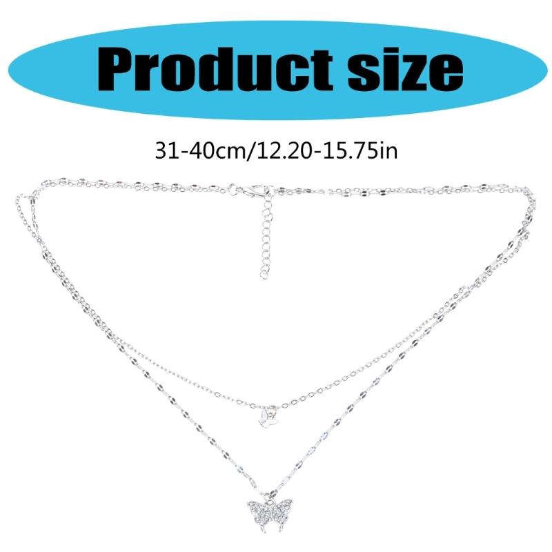 Elegant Double Layer Butterfly Pendant Necklace Versatile Butterfly Pendant Necklace Stylish Neck Chain for Parties
