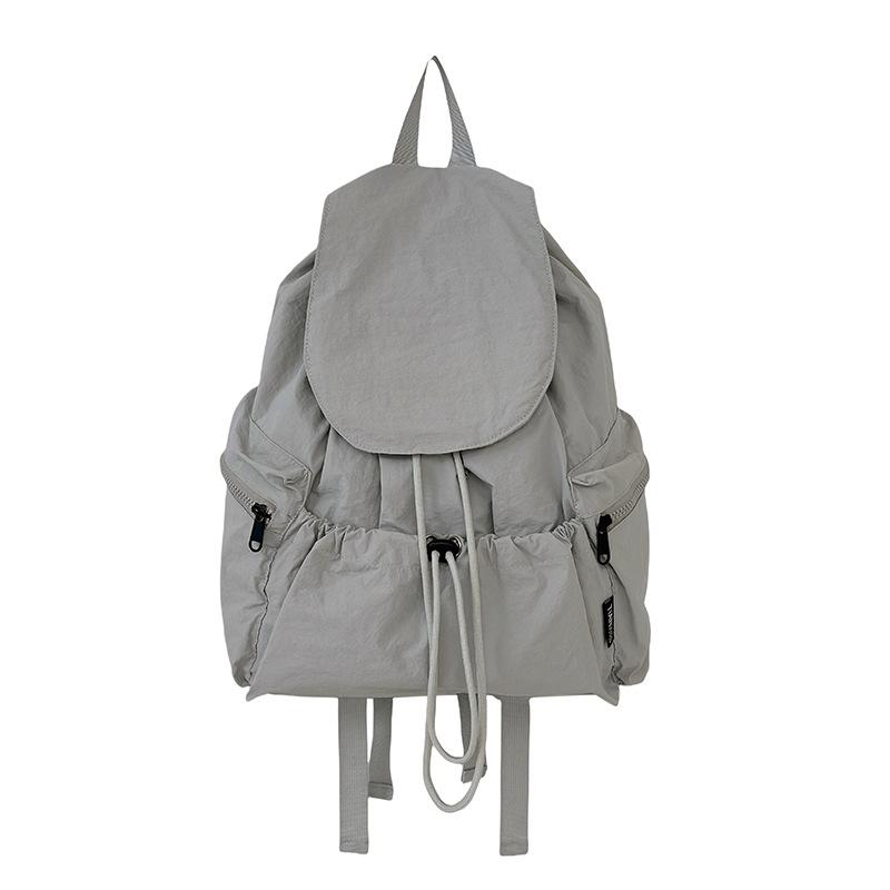 Schoolbag New Korean Niche Lightweight Nylon Backpack Girls Casual Fashion Drawstring Travel Large Capacity Backpack