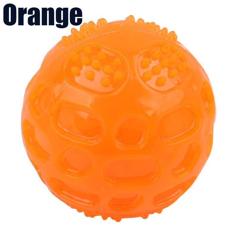 

Игрушка для жевания домашних животных, мяч, водонепроницаемые, со звуком, игрушки, устойчивые к укусам шарики для зубов для тренировок собак, чистка зубов ZPG 6.5CM with lights sounds оранжевый