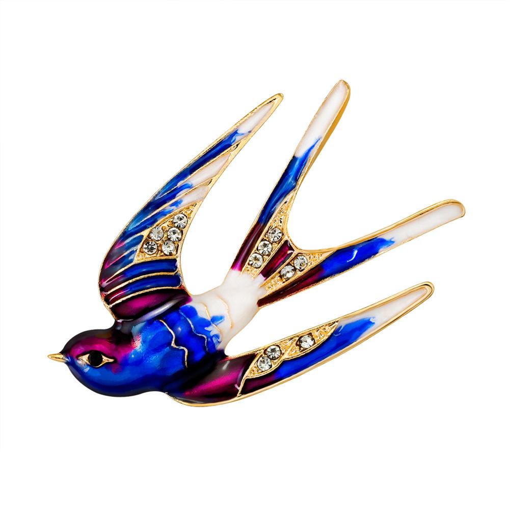 Women Alloy Colourful Swallow Brooch Cute Cartoon Corsage T-shirt Sweater Ornament Festival Birthday Gift