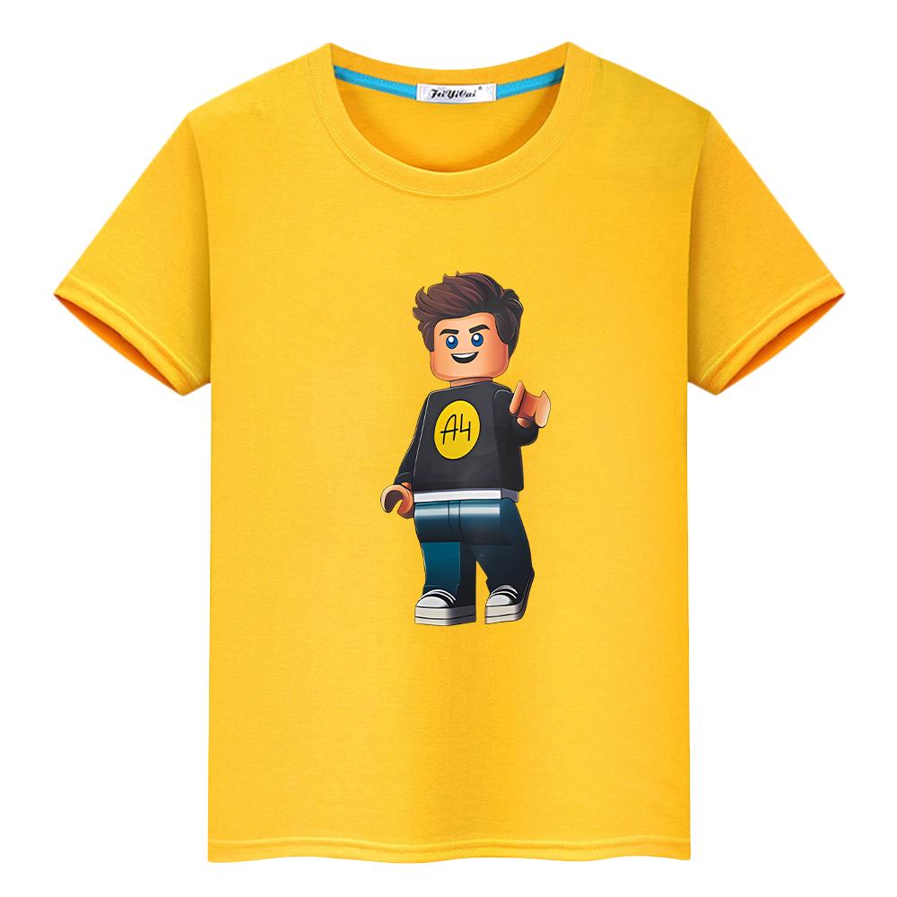 

Футболка с принтом Влада А4 для мальчиков 10 лет, топы, футболки из 100% хлопка, мерч, А4, аниме, короткая футболка с принтом ягненка, одежда для девочек y2k, цельная одежда 140 жёлтый