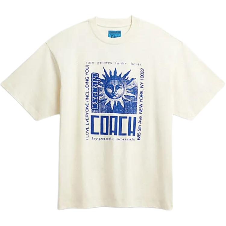 

Coach Ss24 Letter Print Round Neck Short Sleeve T-Shirt Unisex Tops Cream CQ102-CRM S