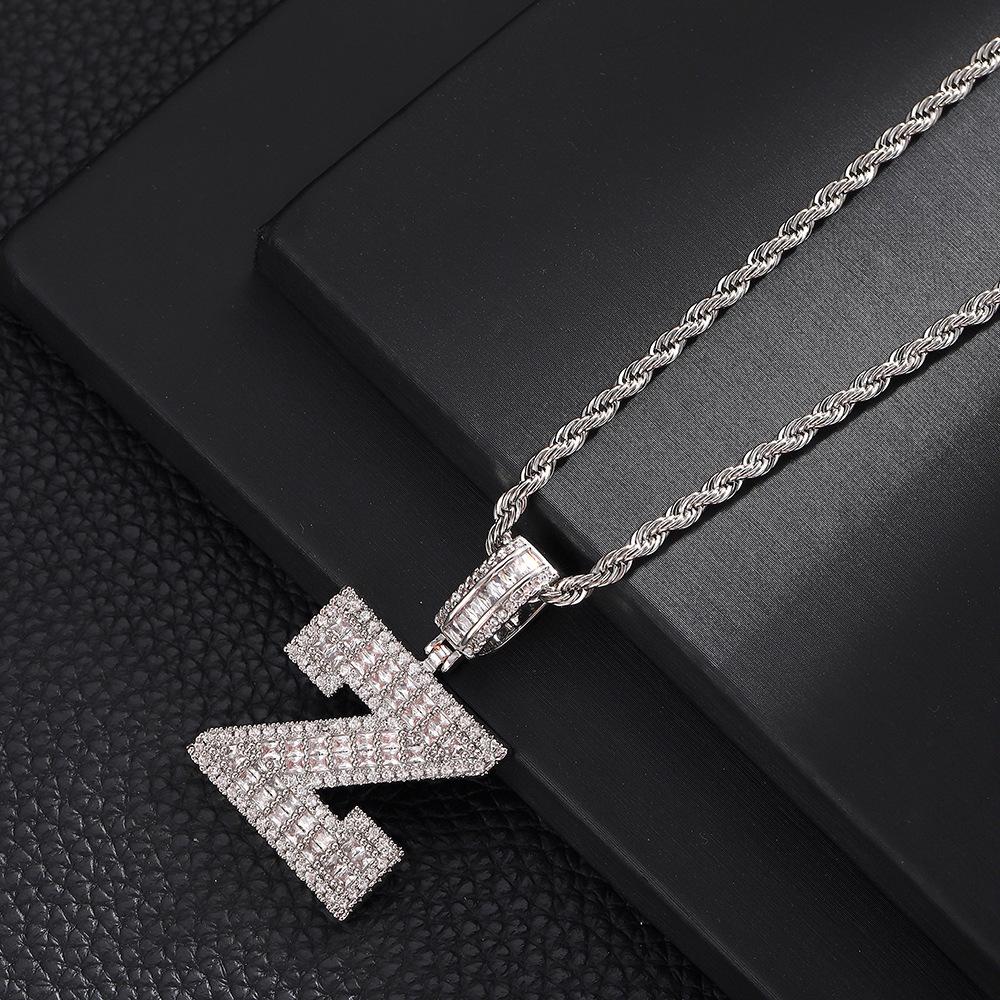 Hip Hop Letter Pendant Zircon Necklace Popular Instagram Personalized Accessory Niche Design Men's and Women's Pendant Necklace