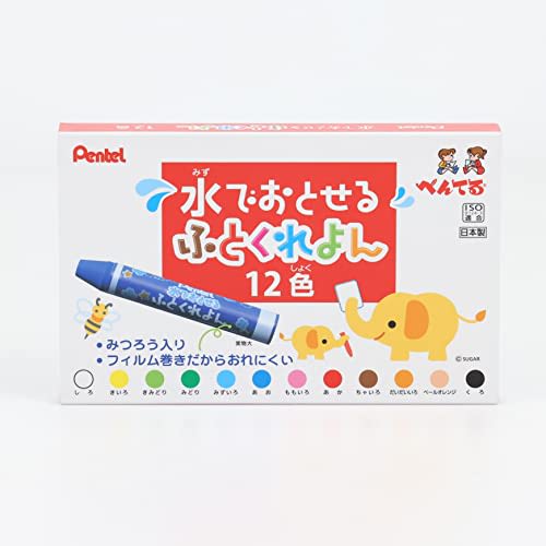 Pentel Crayon Washable Futokurayon GWM1-12 12 barev
