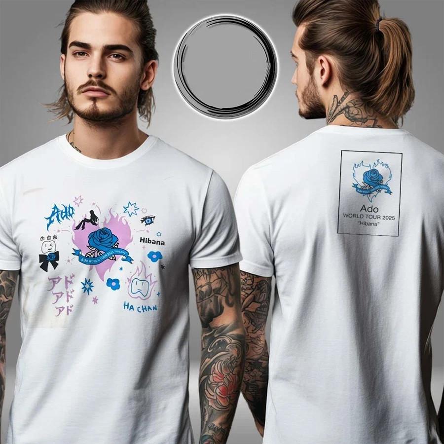 Ado World Tour 2025 Fashionable Hibana Ha Chan Two Sided Unisex T-Shirt Unisex T-Shirt Graphic Tee XXL