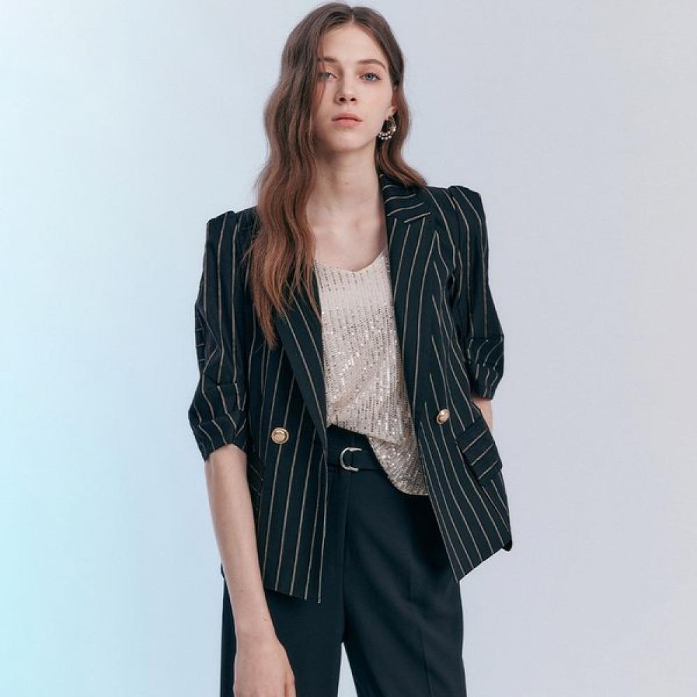 

Maxza Stripe Volume Sleeve Tailored Jacket Cc08qj306on blacks/LL