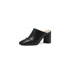 Fashion Women's New Summer European and American Leather Square Headed Thick High Heel Large Size Baotou Slippers