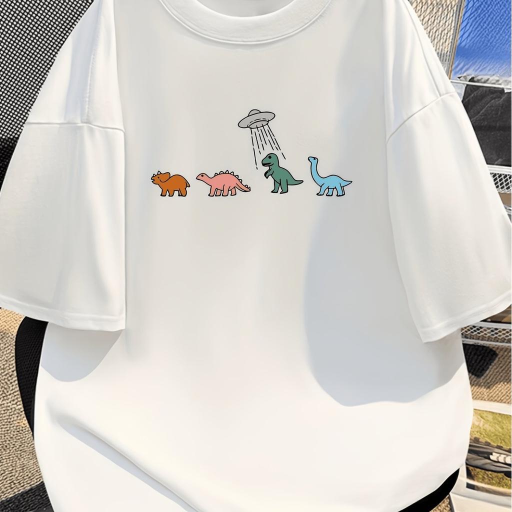 Unisexs Casual Tshirt With Dinosaur Printloose Fit Short Sleeves Crew Neck Lightweight And Breathable