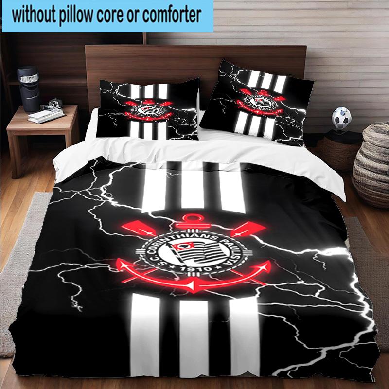 3pcs Sport Club Football Crest Printed Bedding Set Duvet Cover Closure Includes 1 Duvet Cover & 2 Pillowcases Bedding Sets Home Decor Gifts