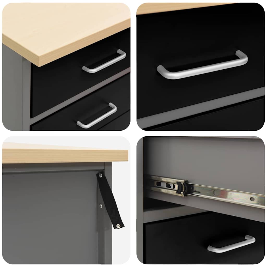 Workbench with Drawers Black and Gray 50 x 55 x 85 cm