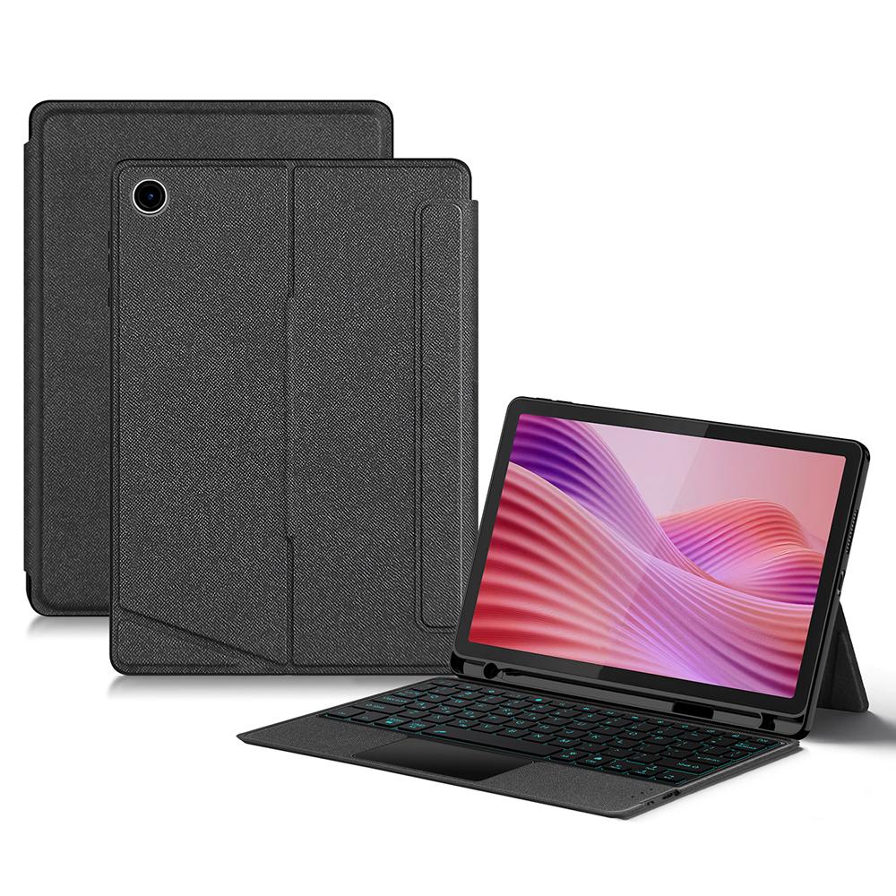 

For Lenovo Tab 10.1 (2025) Leather Case+Bluetooth-Compatible Keyboard with Backlight Trackpad A