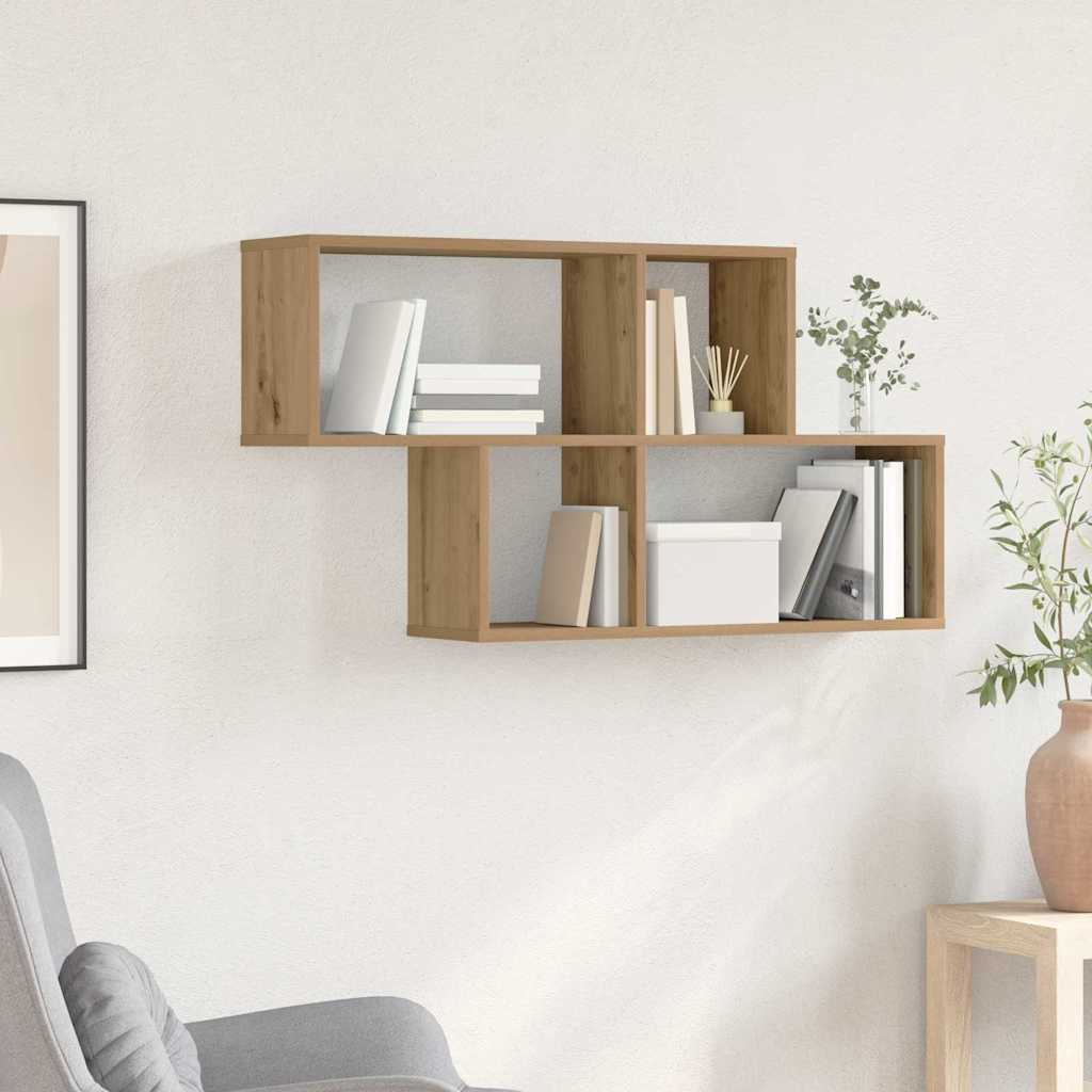 Wall Mounted Shelf with Shelf Brown Wood Based Material