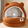 Winter Warm Semi-Enclosed Cat House & Kitten Bed - All-Season Pet Nest Pad