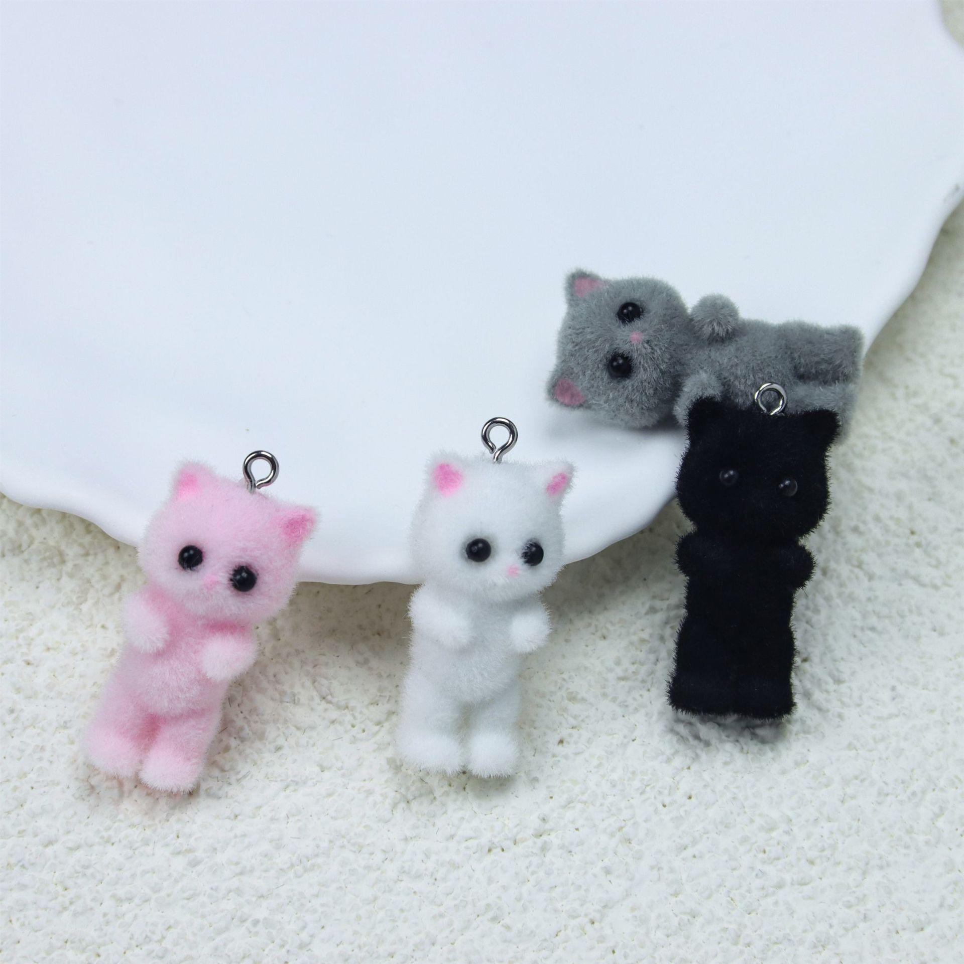 3D смоляной флокированный милый кот DIY брелок и серьги кулон 16*38 mm