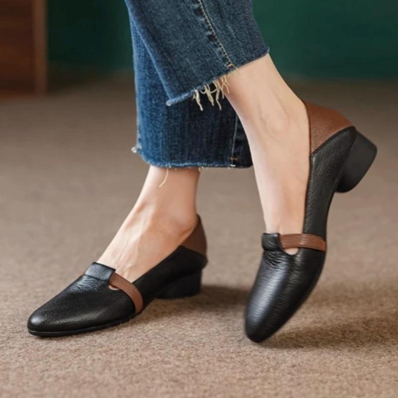 

Мода 2025 Новые осенние женские туфли на каблуке Элегантные кожаные сандалии с острым носком Неглубокие модные туфли-лодочки Платье Удобные Zapatillas Mujer 40