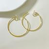 Korean version of round plain ring earrings Internet celebrities with the same simple mosquito coil disc without ear clips versatile atmospheric