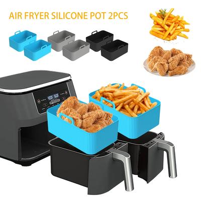 2 Pièces Revêtement en Silicone pour Friteuse à Air pour Ninja Double Friteuse à Air Accessoires Réutilisable Plat de Cuisson Panier Pot de Four Revêtement Accessoires de Cuisine
