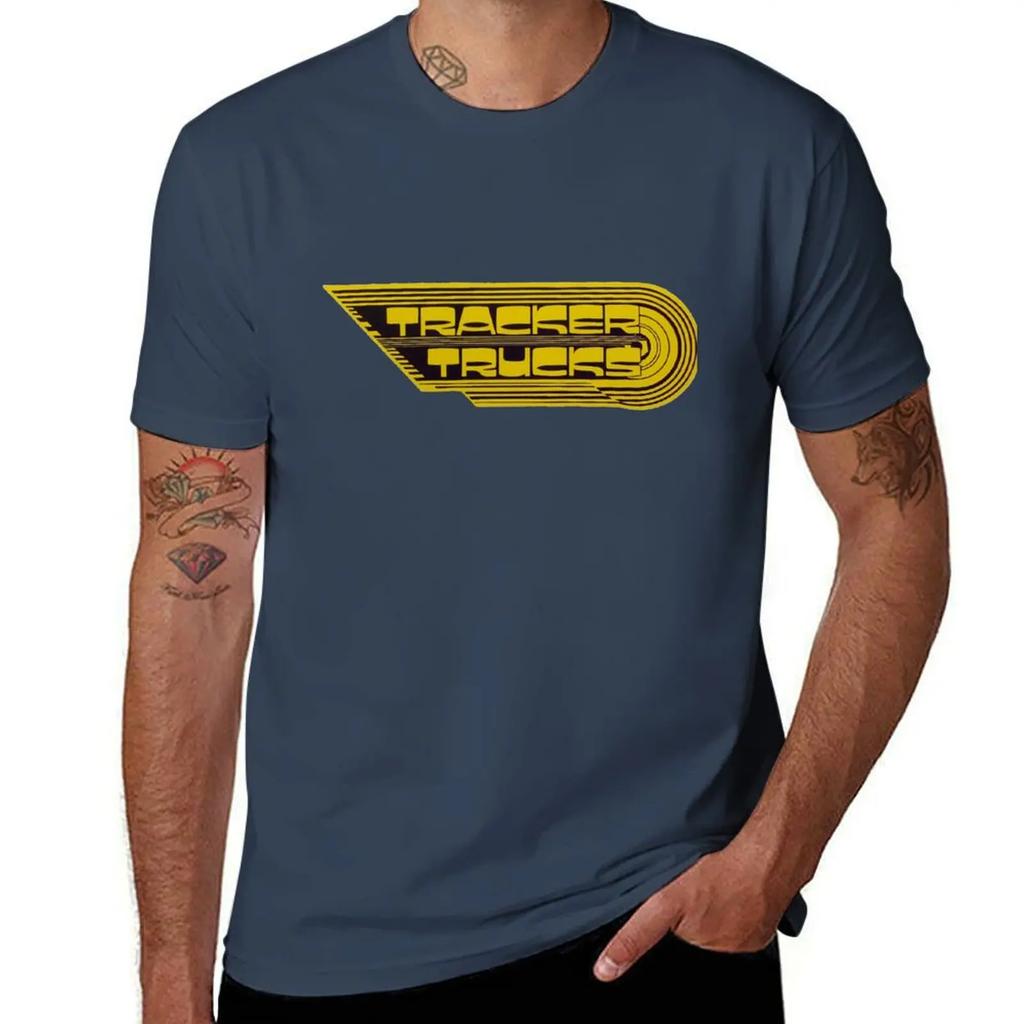 Tracker Trucks, Retro Skateboard T Shirt Design T-shirt Graphics Korean Fashion Black T-shirts for Men