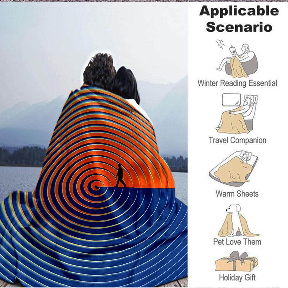 1pc Spiral Path Blanket, Lightweight Flannel Throw Blanket for Sofa, Bed, Travel, Camping, Living Room, Office, Couch, Chair, and Bed