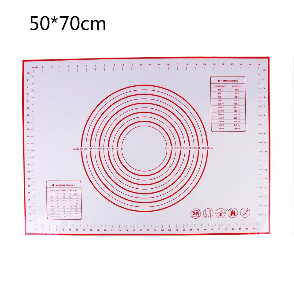 60/50/40cm Silicone Pad Baking Mat Sheet Kneading Dough Mat For Kitchen Rolling Dough Pizza Large Dough Non-Stick Maker Holder