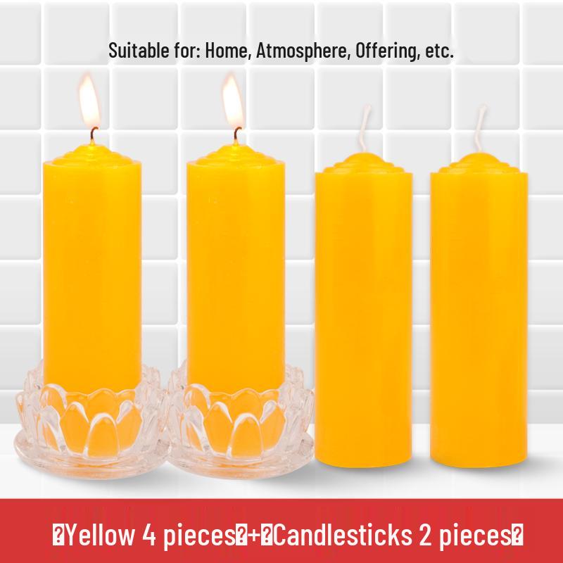 Smokeless Odorless Long-Lasting Emergency Candles: White, Yellow, Red, Thick Cylindrical for Holidays
