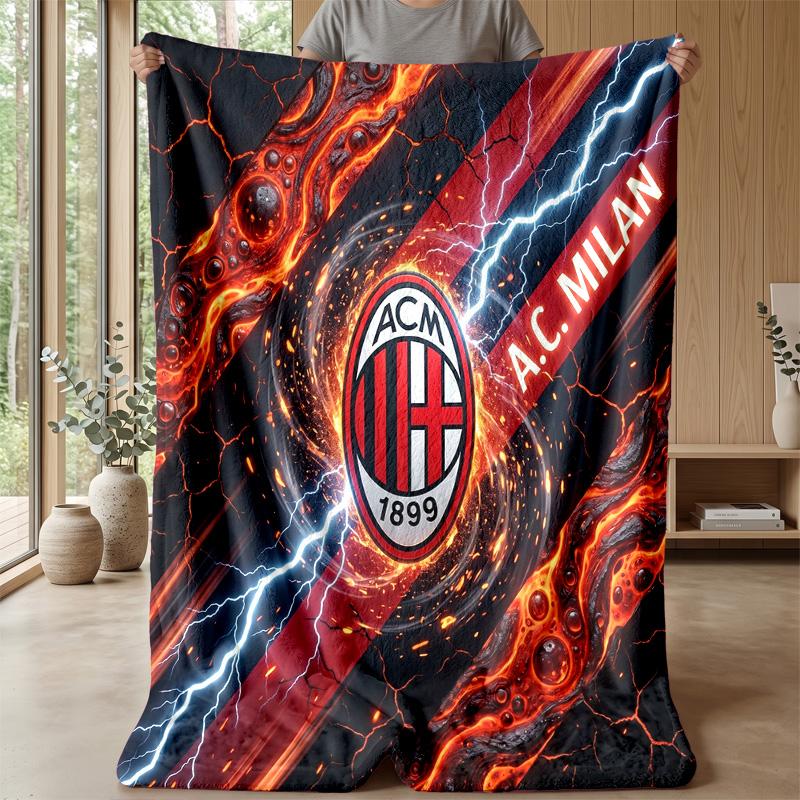 AC Milan Theme Blanket Soft Flannel Blanket Plush Throw Blanket Cozy Sofa Bed Blanket for Home Decor