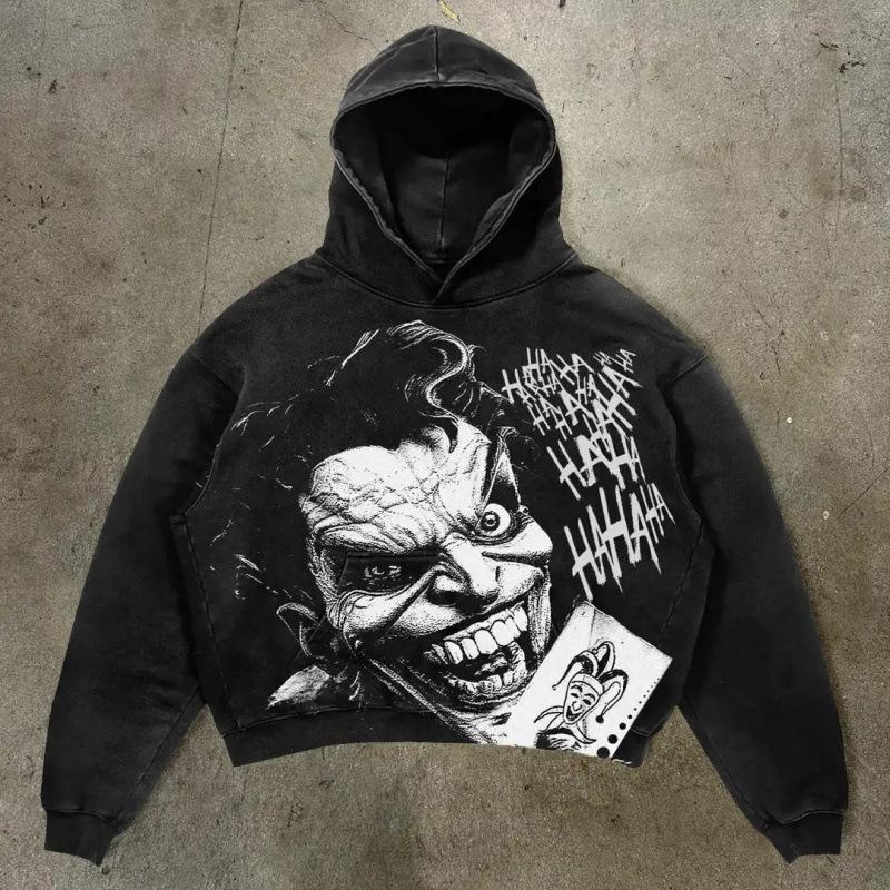 Street Trendy Brand Skull Pullover Sweater Digital Printing Casual Loose Hooded Sweater