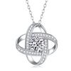 S925 Silver Women's Necklace Moissanite Round Pendant Fashionable Cross Chain Daily Hot-Selling Gift Source