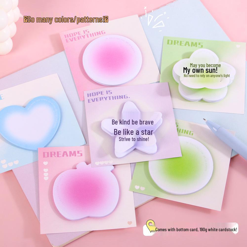 Colorful Irregular Heart Gradient Sticky Notes - Self-Adhesive Halo Blush Memo Paper