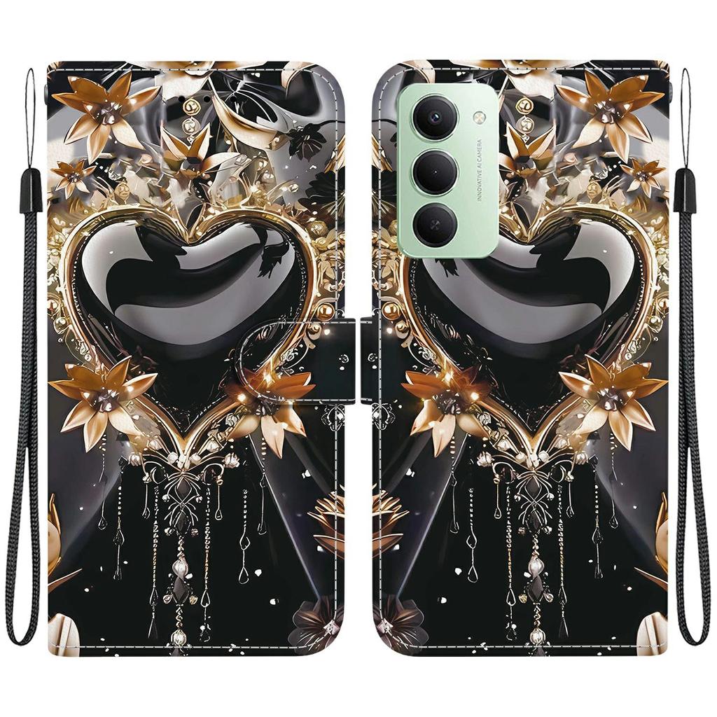 For Xiaomi Redmi 15 4G (EU) (171mm) Wallet Case Pattern Printing Leather Stand Phone Cover with Strap