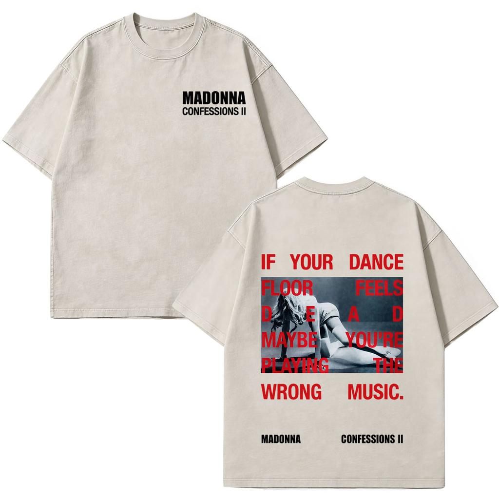 Madonna Confessions Ii Album Tour 2026 Print Vintage Washed Tshirt Men Women Fashion Loose Casual Cotton Hiphop Tshirts Tops