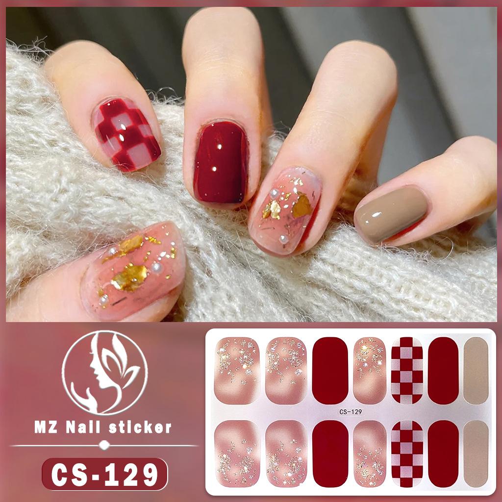 CS Waterproof No-Cure Gel Nail Wraps, Full Cover Contrast Color Tiger Head Pattern Nail Stickers, Nail Patch Films