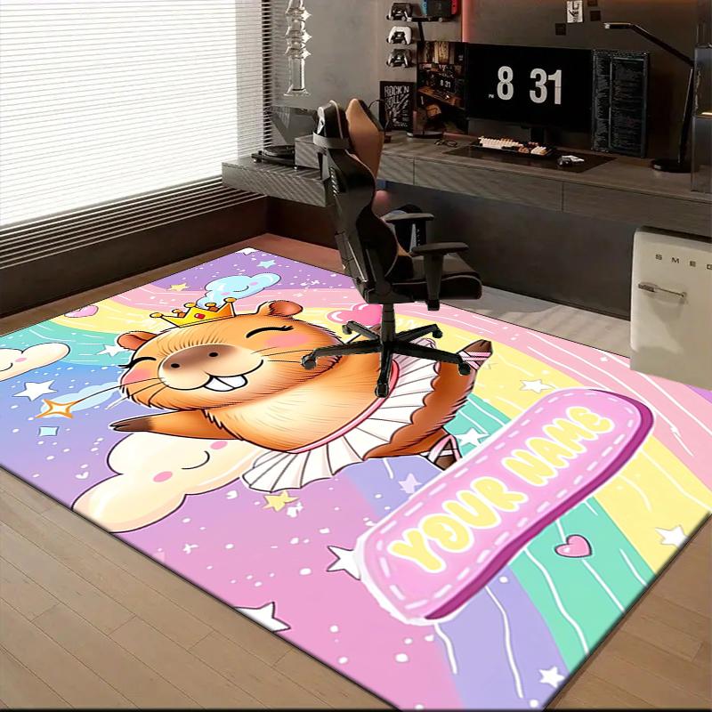 1PC Custom Name Royal Hamster Dance Party Theme Floor Mat Ideal for Living Room, Game Rooms, Office, Bedroom, Floor Mat Playful Design