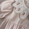 Baby Mädchen bestickter Kragen Kurzarm Baumwoll Strampler, Hellviolett 100 Tage Ausflug Outfit