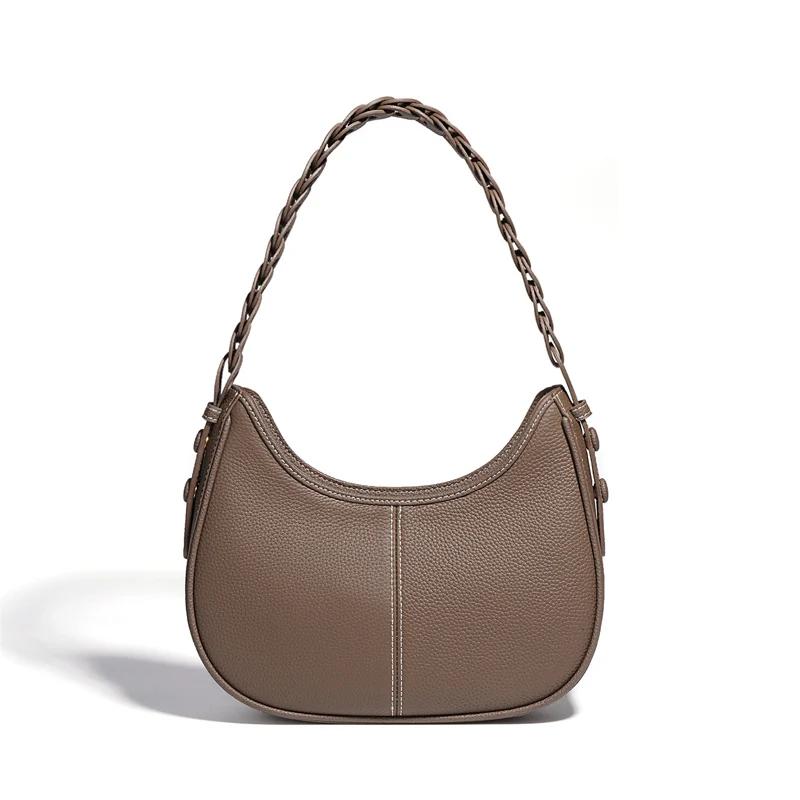 Half Moon Women's leather underarm bags solid color underarm bag for ladies casual shoulder bag